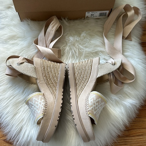 UGG Nude Abbot Ankle Wrap Wedges - Picture 5 of 7